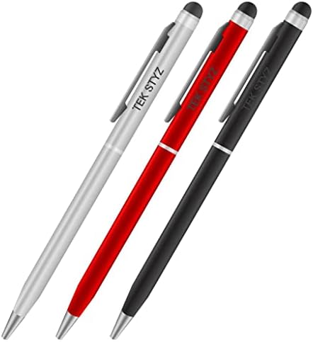 Pro Stylus Pen עבור Blu Neo 3.5 עם דיו, דיוק גבוה, צורה רגישה במיוחד וקומפקטית למסכי מגע [3 חבילה-שחור-אדום-סילבר]